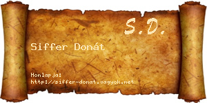 Siffer Donát névjegykártya